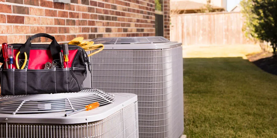 ac and heat pump with tool kit on top